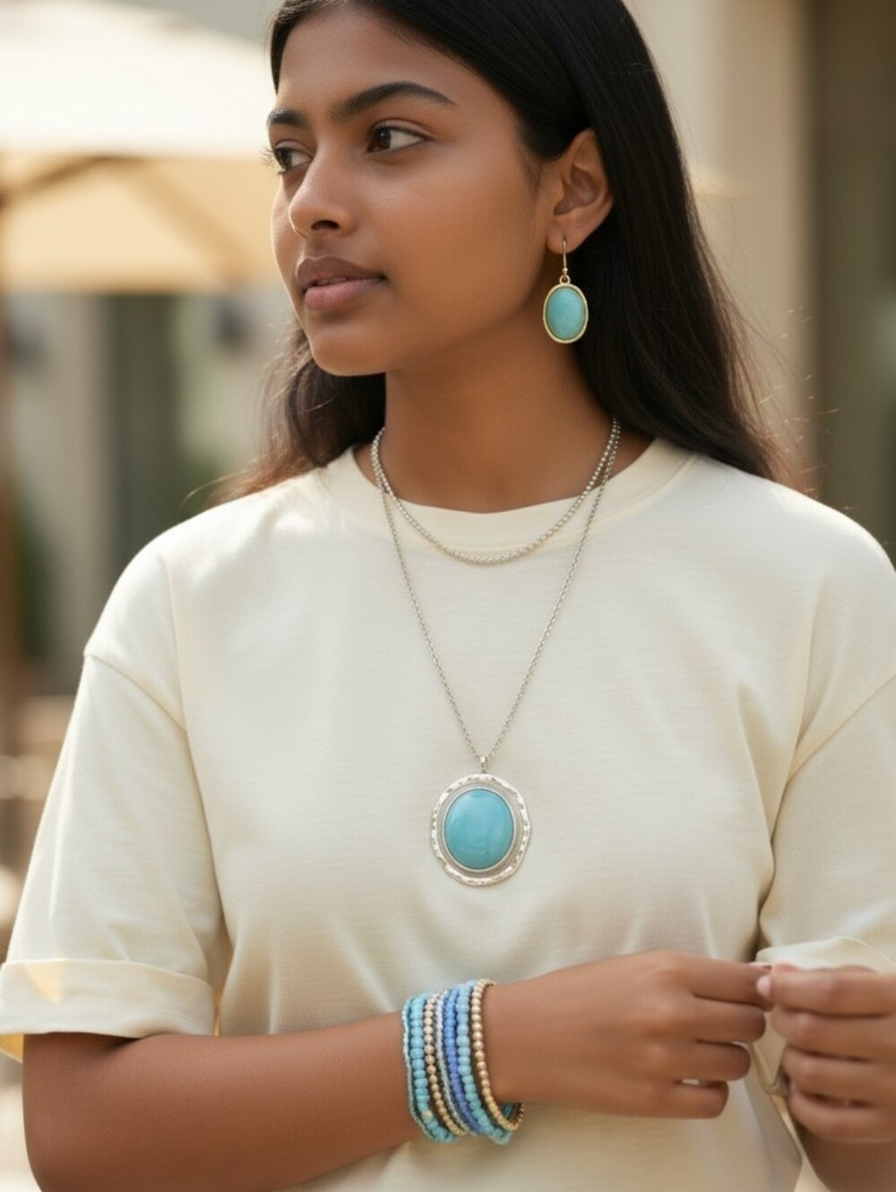 MASSIVE CURATED 9PC BOHO TURQUOISE JEWELRY COLLECTION